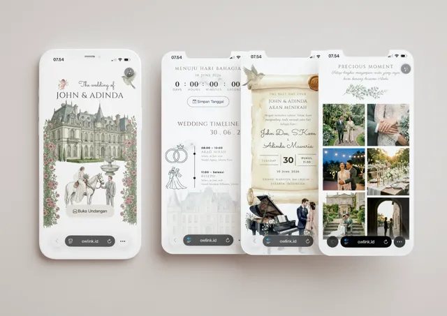 Desain undangan Henry & Cecily (Chateau Watercolor)