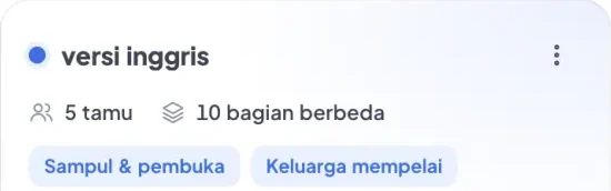 Potongan layar asli versi undangan bahasa Inggris: 5 tamu, 10 bagian berbeda.